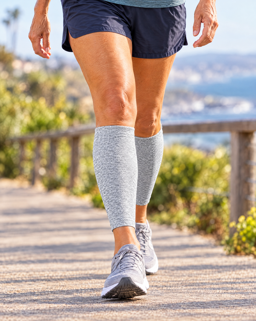 Calf compression sleeve staying up mid-stride