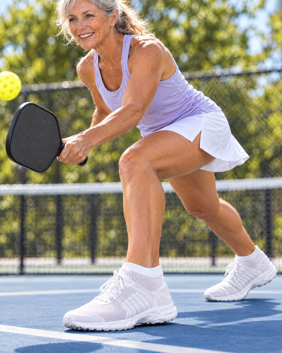 Cushioned low-cut compression socks on a bowls green