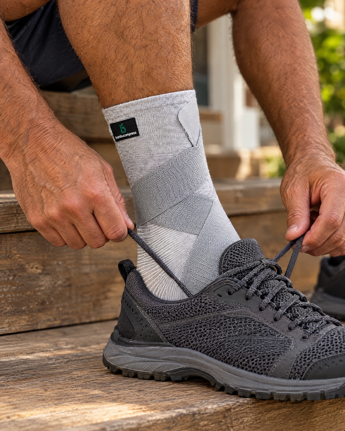 FLEX+ Bamboo Ankle Sleeve in everyday use | Grey
