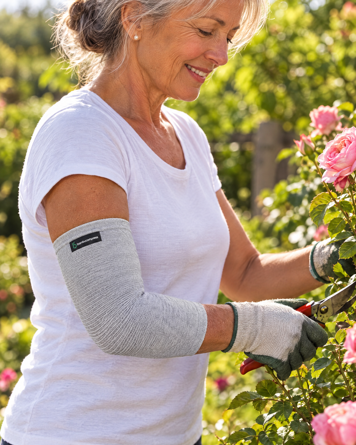 FLEX+ Bamboo Elbow Sleeve in everyday use | Grey