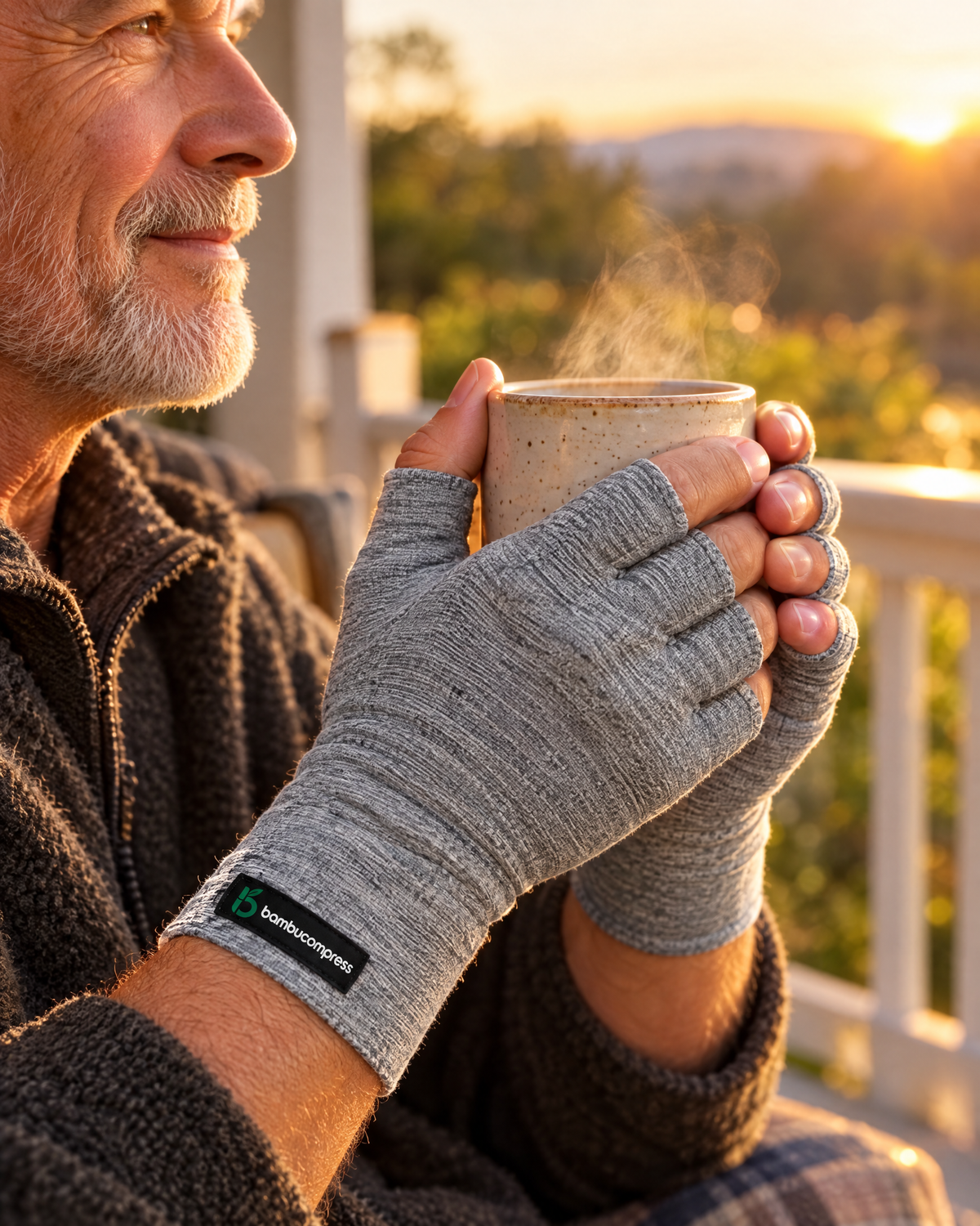 FLEX+ Bamboo Compression Gloves in everyday use | Bamboo - Grey