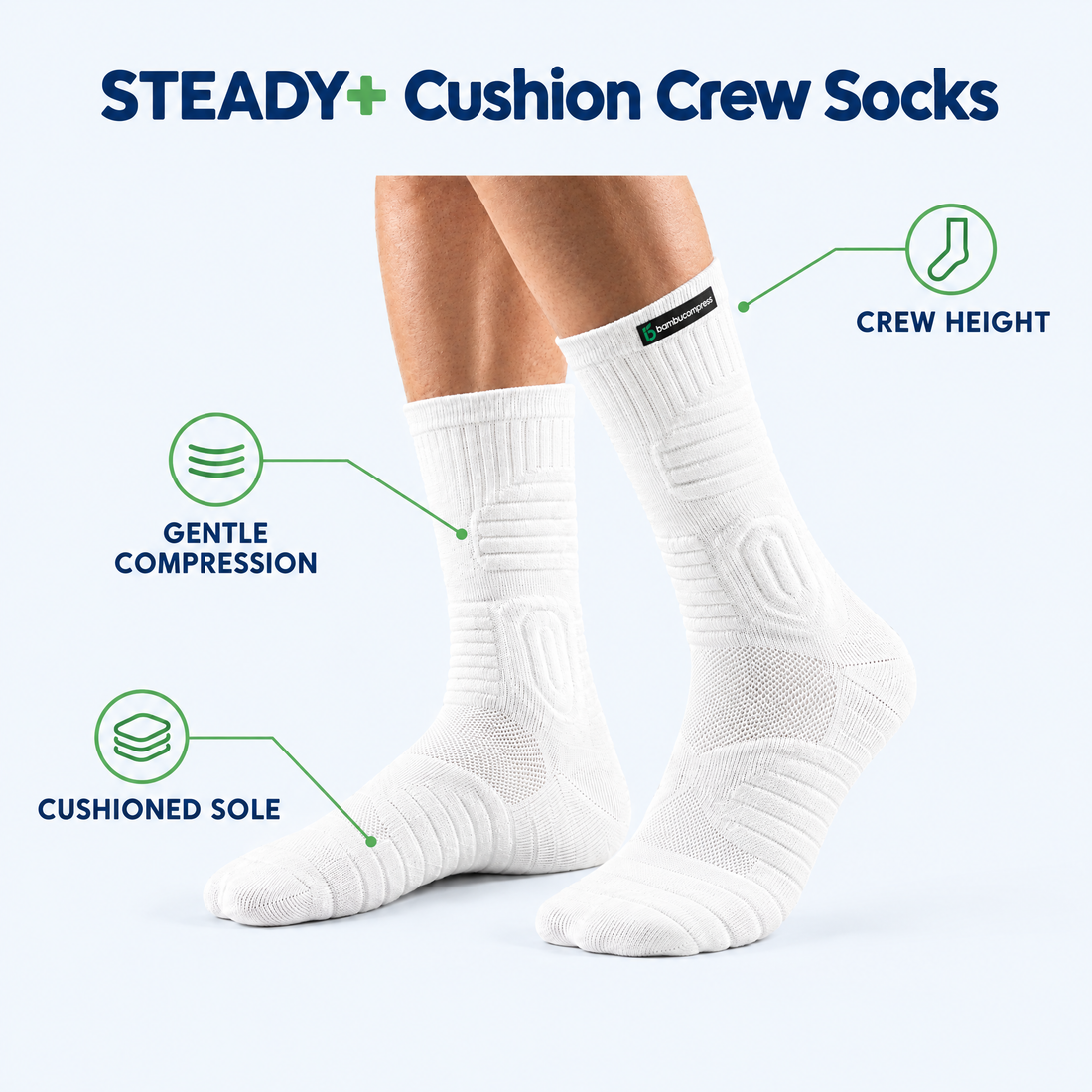 STEADY+ Cushion Compression Crew Socks