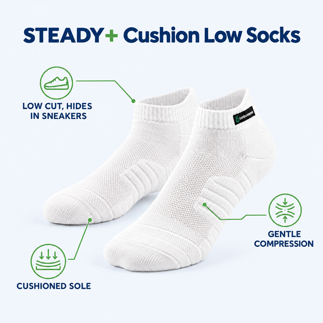 STEADY+ Cushion Compression Low Socks