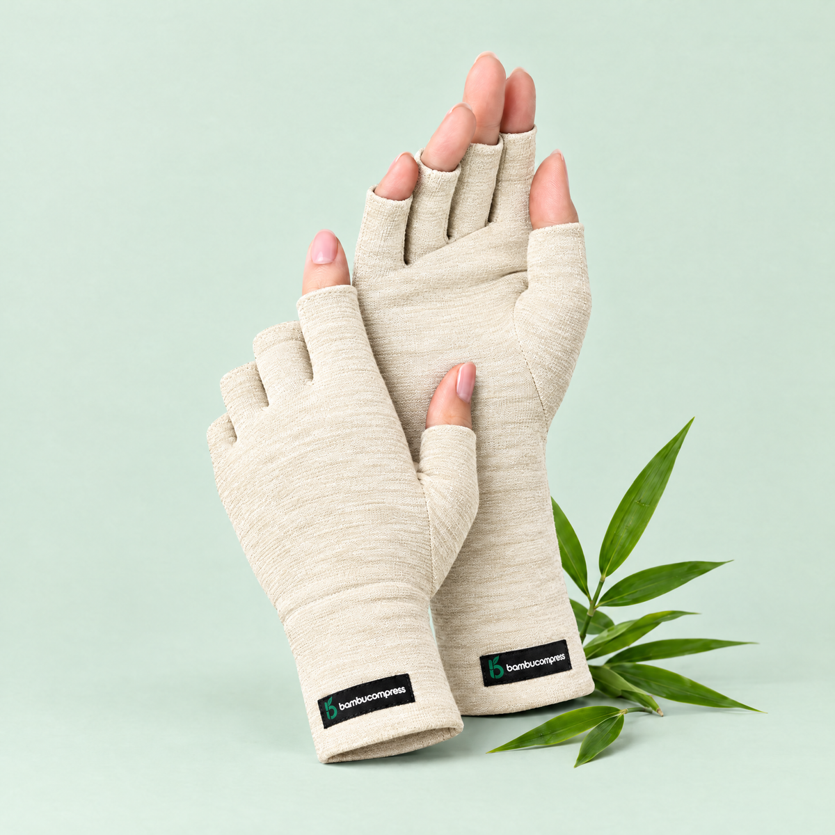 FLEX+ Bamboo Compression Gloves | Bamboo - Cream