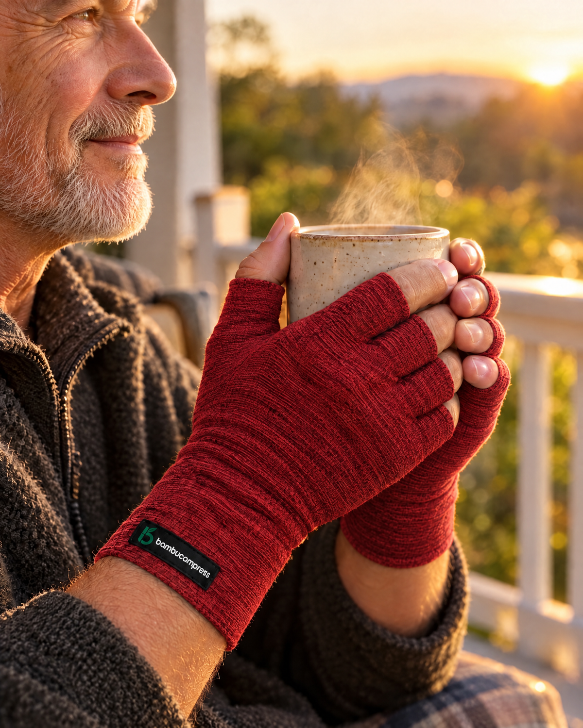 FLEX+ Bamboo Compression Gloves in everyday use | Bamboo - Red