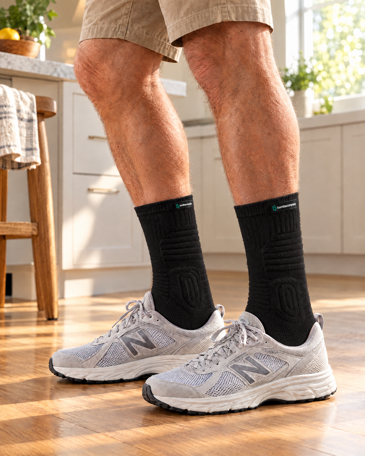 STEADY+ Cushion Compression Crew Socks in everyday use | Black
